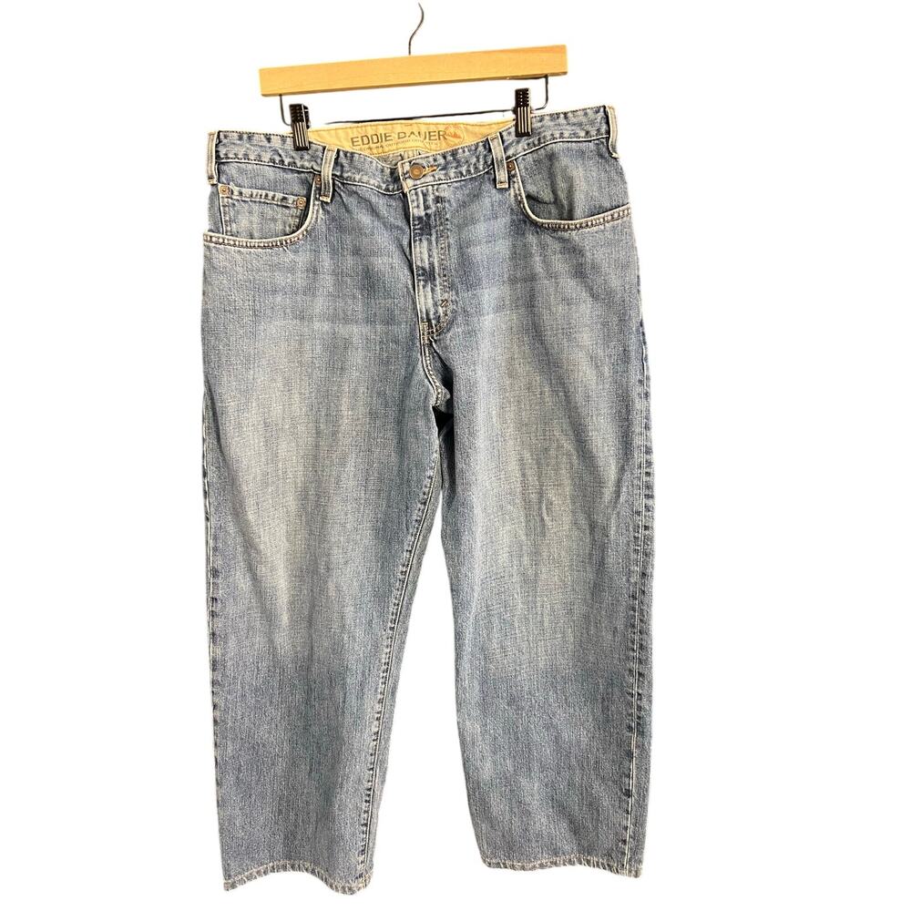 Eddie Bauer Men’s Relaxed Fit Jeans 40x30 Light Wash Straight Leg Cotton Denim